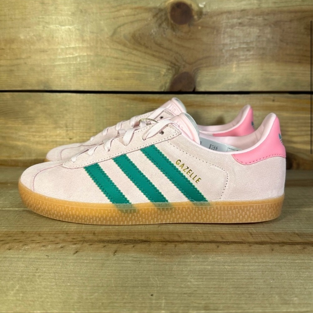 Kids Size 6: Adidas Pink/Green Gazelle